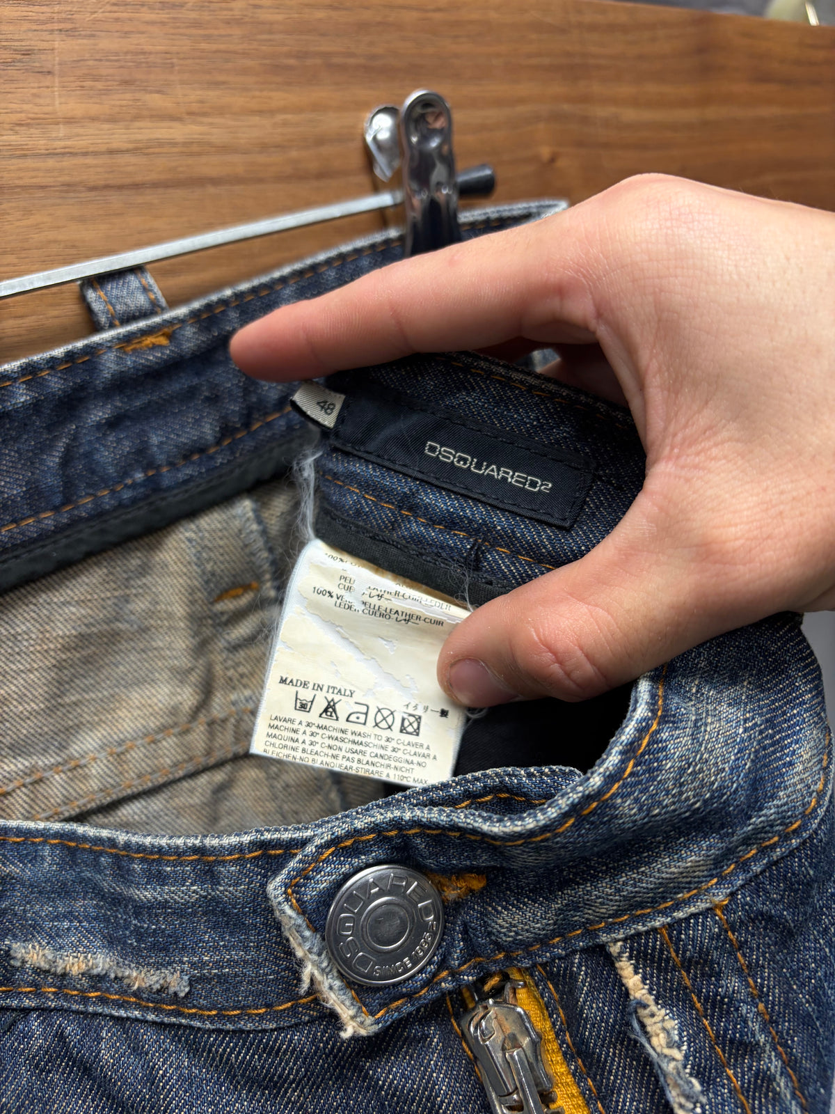 AW2005 Dsquared2 'Jesus Lord' Studded Dark Washed Blue Denim