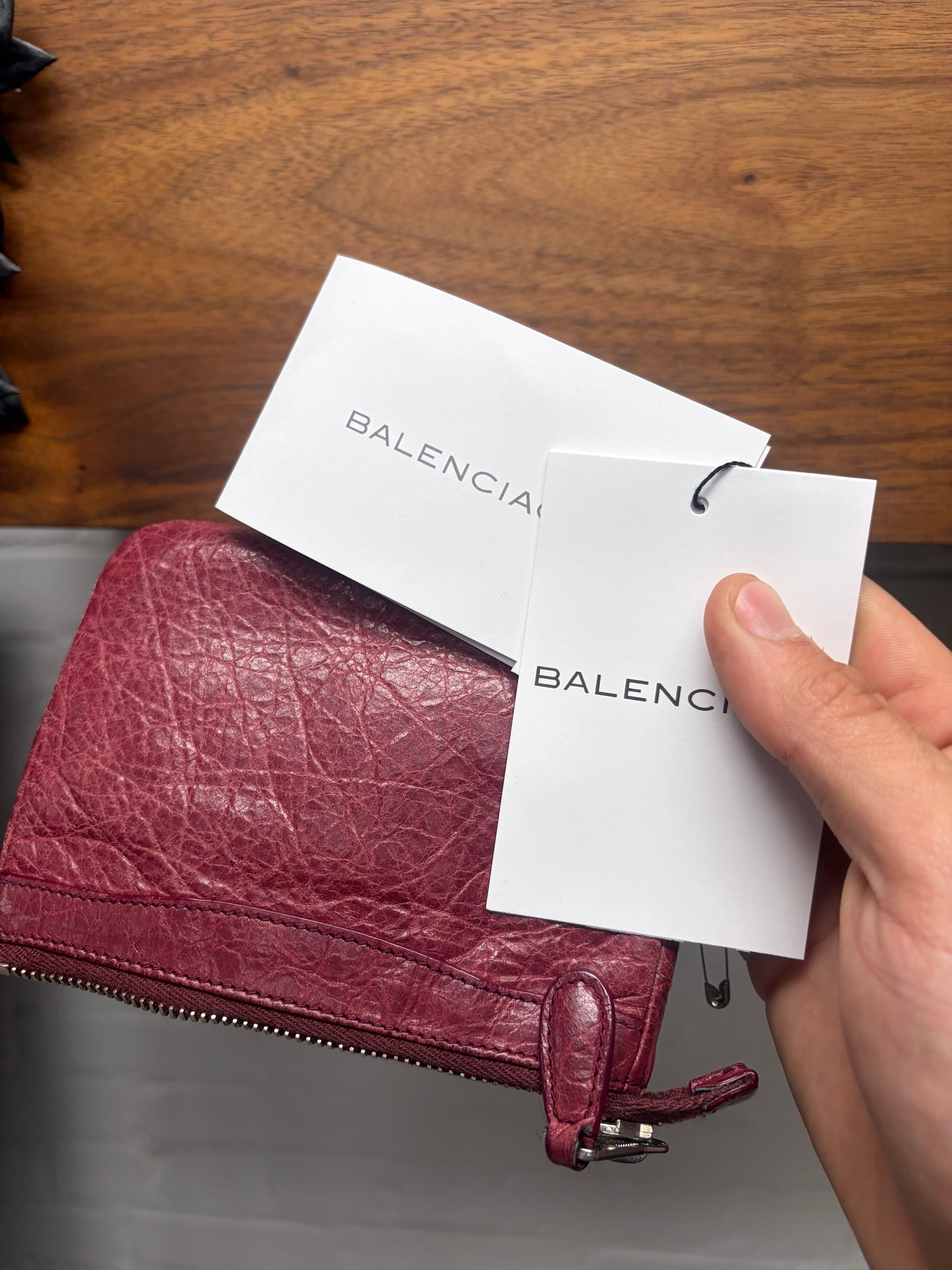 Balenciaga ‘Giant 12’ Clay Red Flat Leather Mini Clutch