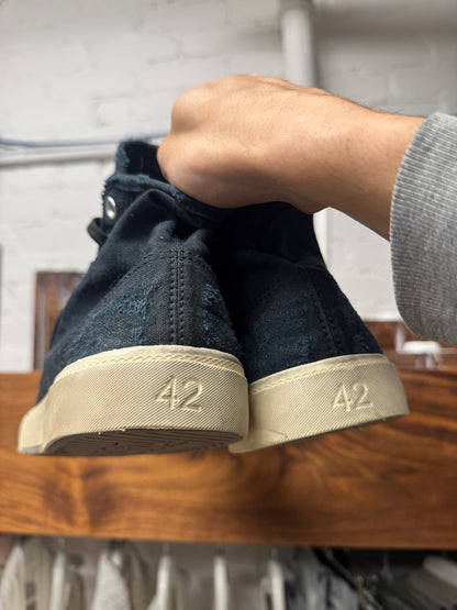 Balenciaga ‘Paris’ Distressed Canvas High Top Sneakers