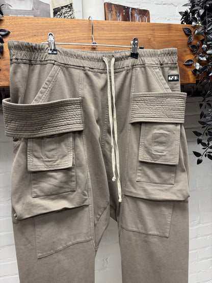 Rick Owens DRKSHDW ‘Creatch’ Dust Brown Cotton Drawstring Cargo Pants