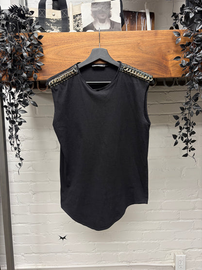 SS2014 Balmain by Olivier Rousteing ‘Chain Link’ Shoulder Detailed Tank Top