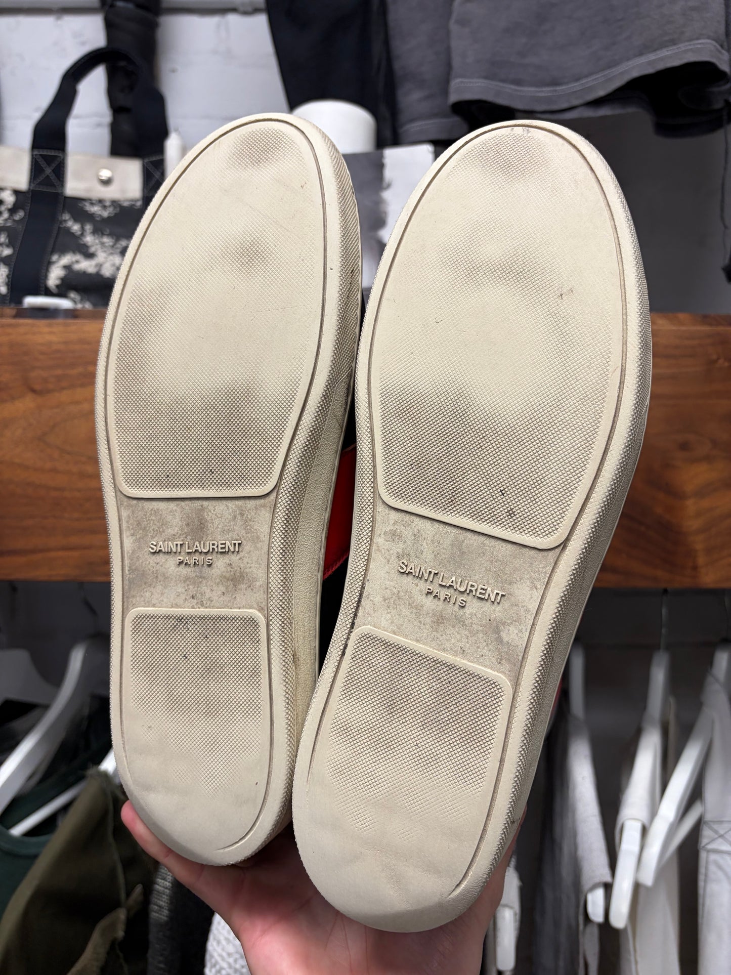 Saint Laurent ‘SL/10H’ Black/Red Leather Court High Top Sneakers