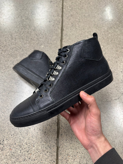 Balenciaga ‘Arena’ Black Leather ‘Hiking Lace’ High Top Sneakers