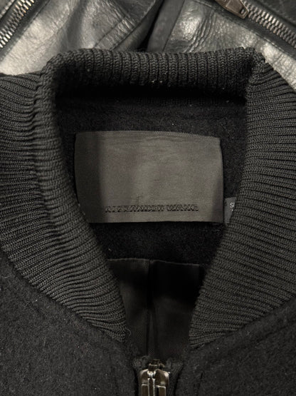 Alexander Wang Black Leather/Wool Hybrid Bomber Jacket