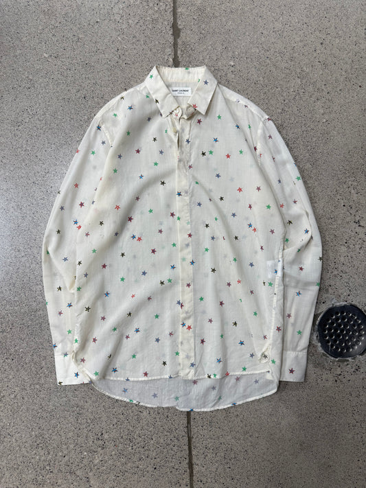 SS2018 Saint Laurent ‘Stars’ Silk Button Down Shirt