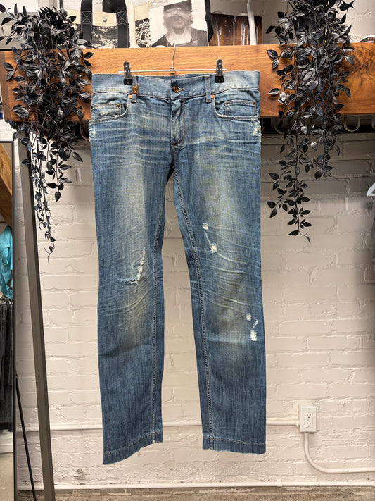 Dolce & Gabbana Distressed Dirt Washed Blue Jeans