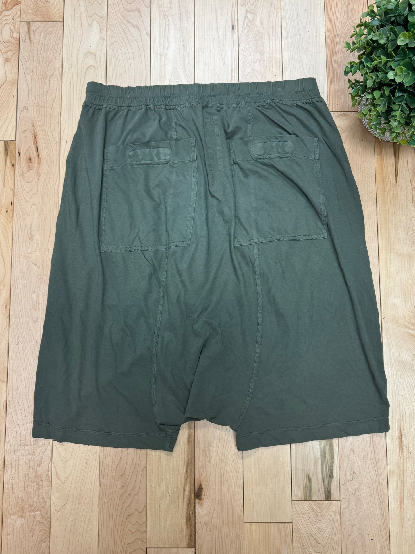 AW2013 Rick Owens ‘Jade’ Green Drop Crotch Pod Shorts