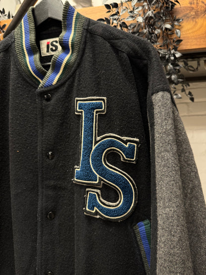 1984 Issey Miyake ‘I.S. Team Flags’ Chenille Patch Wool Bomber Jacket