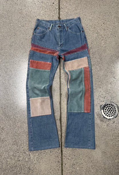 2000s Hysteric Glamour Corduroy Patchwork Flared Denim
