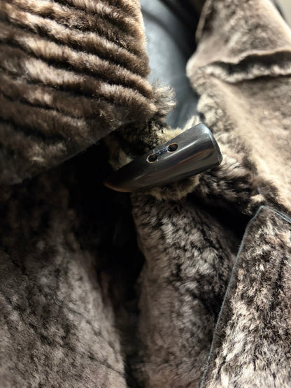 Vintage Gucci Mink Fur/Raw Leather ‘Horn Button’ Jacket With Unfinished Hems