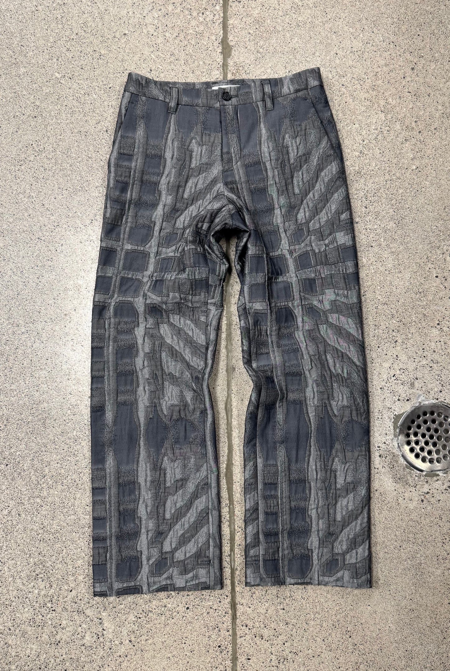 Issey Miyake 3D ‘Stone Print’ Grey Wide Leg Trousers