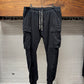 SS2019 Rick Owens ‘Babel’ Black Drawstring Sweatpant Cargo Joggers