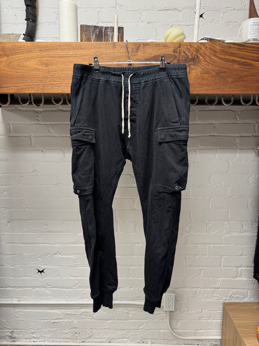 SS2019 Rick Owens ‘Babel’ Black Drawstring Sweatpant Cargo Joggers