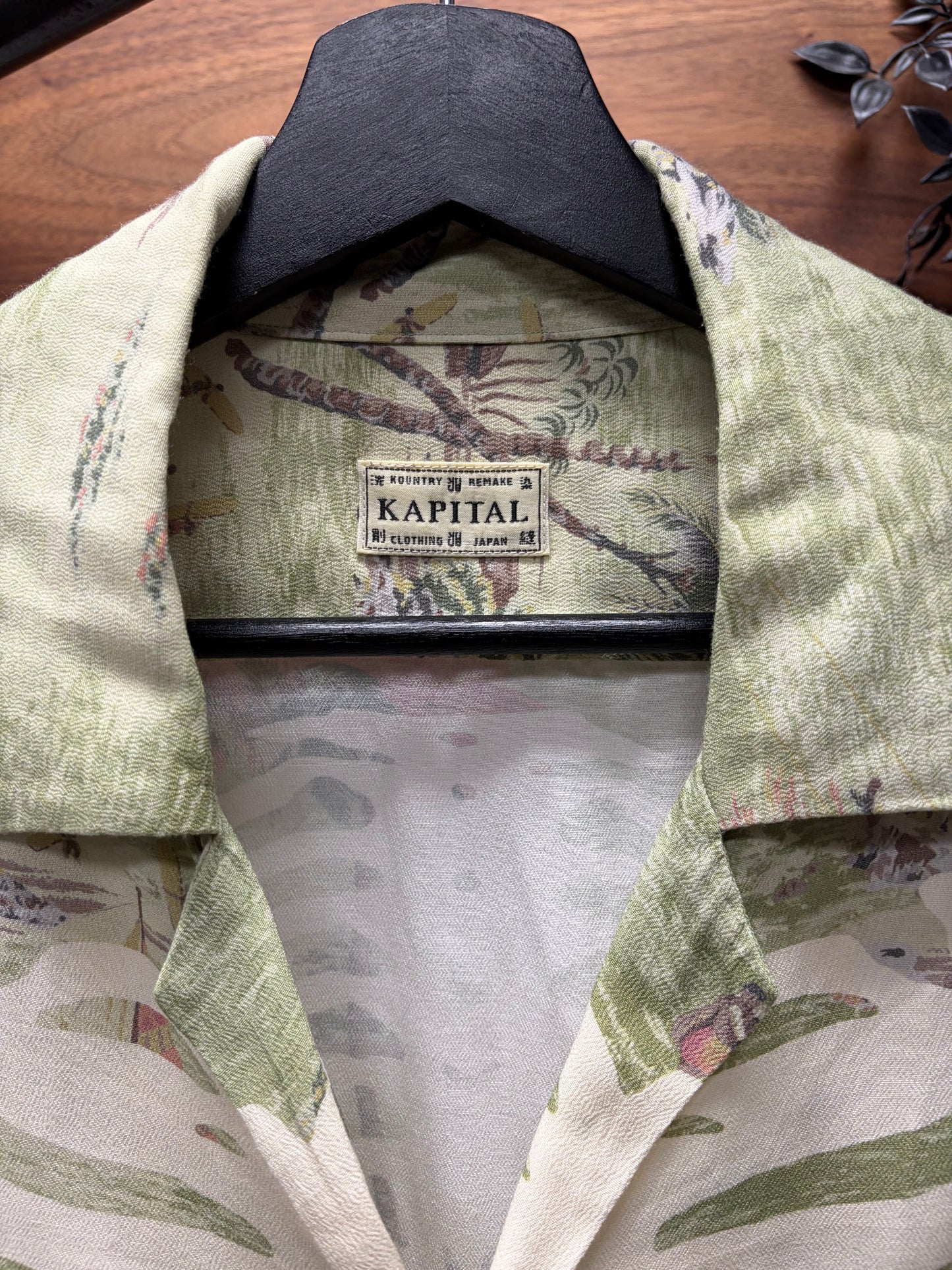 Kapital Rayon ‘Kamekameha’ Green Bone Aloha Shirt