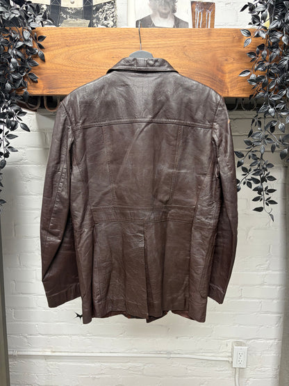 Gucci ‘Western’ Dark Brown Calfskin Leather Jacket with Pointed Collar