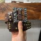 Great China Wall Studded Brass Leather Belt
