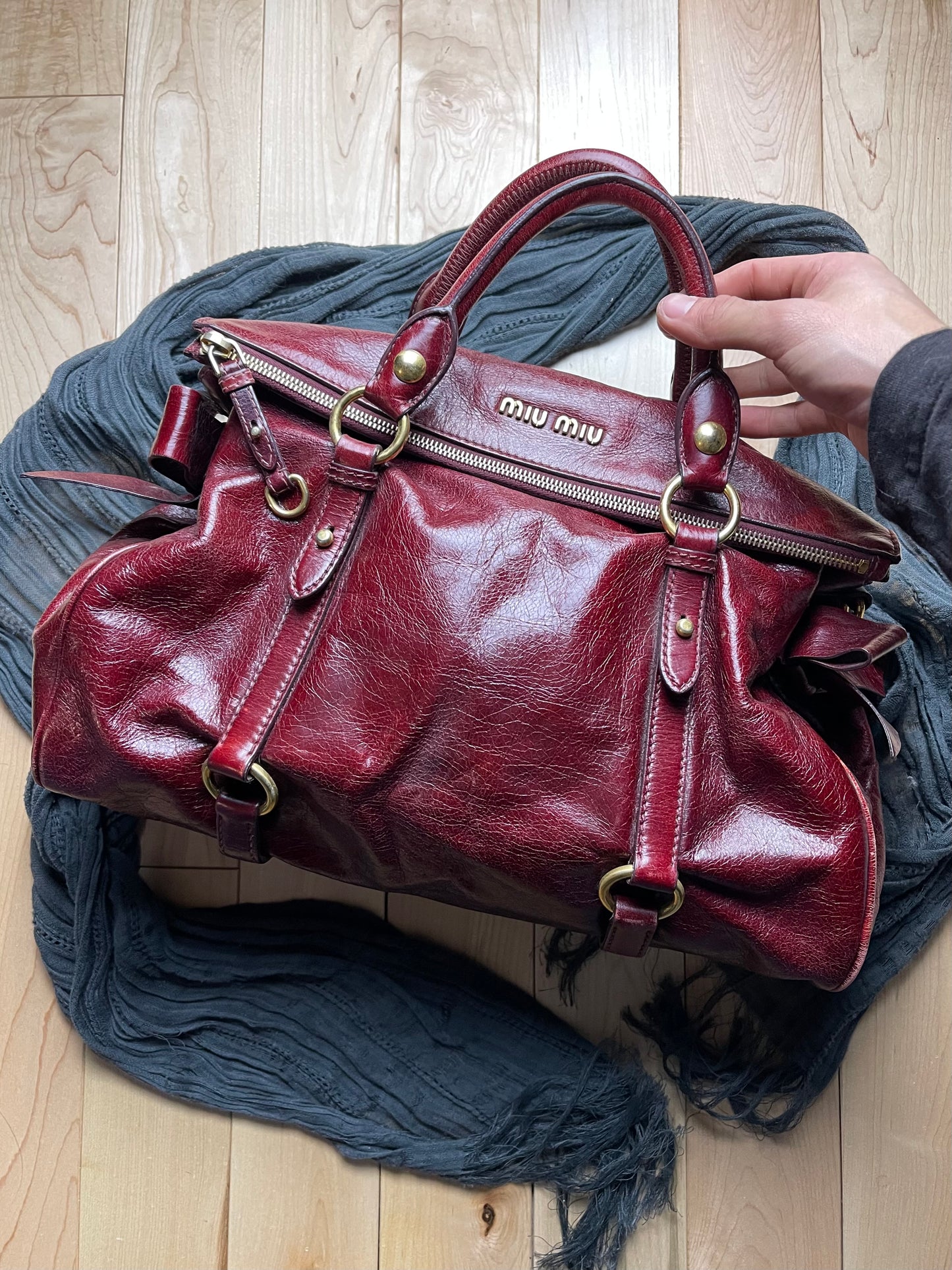 Miu Miu Oxblood Red Leather Bow Bag