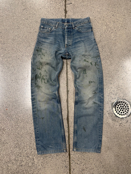 1999 Helmut Lang ‘Painter’ Washed Blue/Green Bootcut Denim