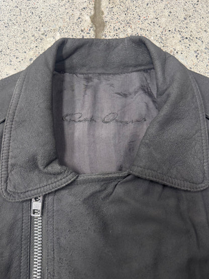 Rick Owens O&M Era ‘Dust’ Blistered Lambskin Leather Biker Jacket