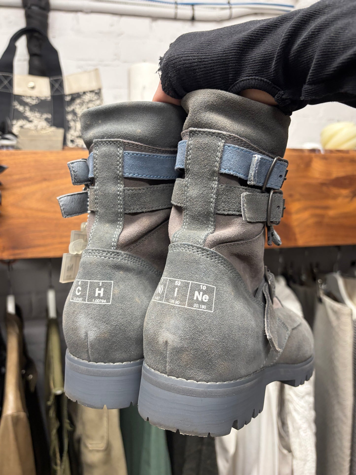 2018 Number (N)ine x CH24 Suede Strap Closure Combat Boots