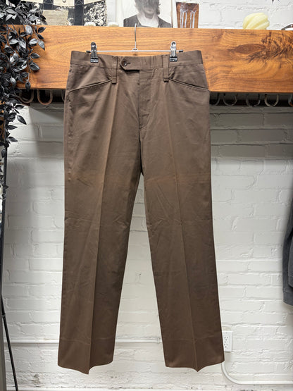 2000s Gucci Pleated Brown Wool Straight Cut Trousers