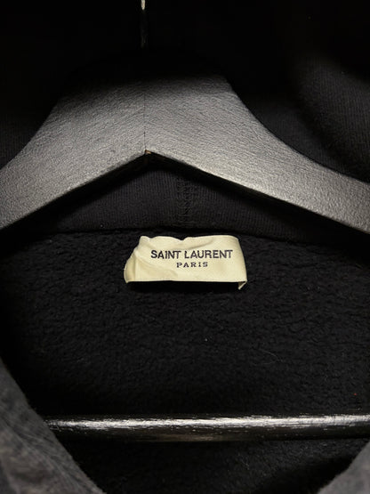 SS2018 Saint Laurent ‘Zipper Hem’ Black Drawstring Hoodie