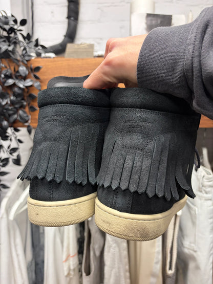 Saint Laurent SL/18H Fringed Black Suede High Top Sneakers