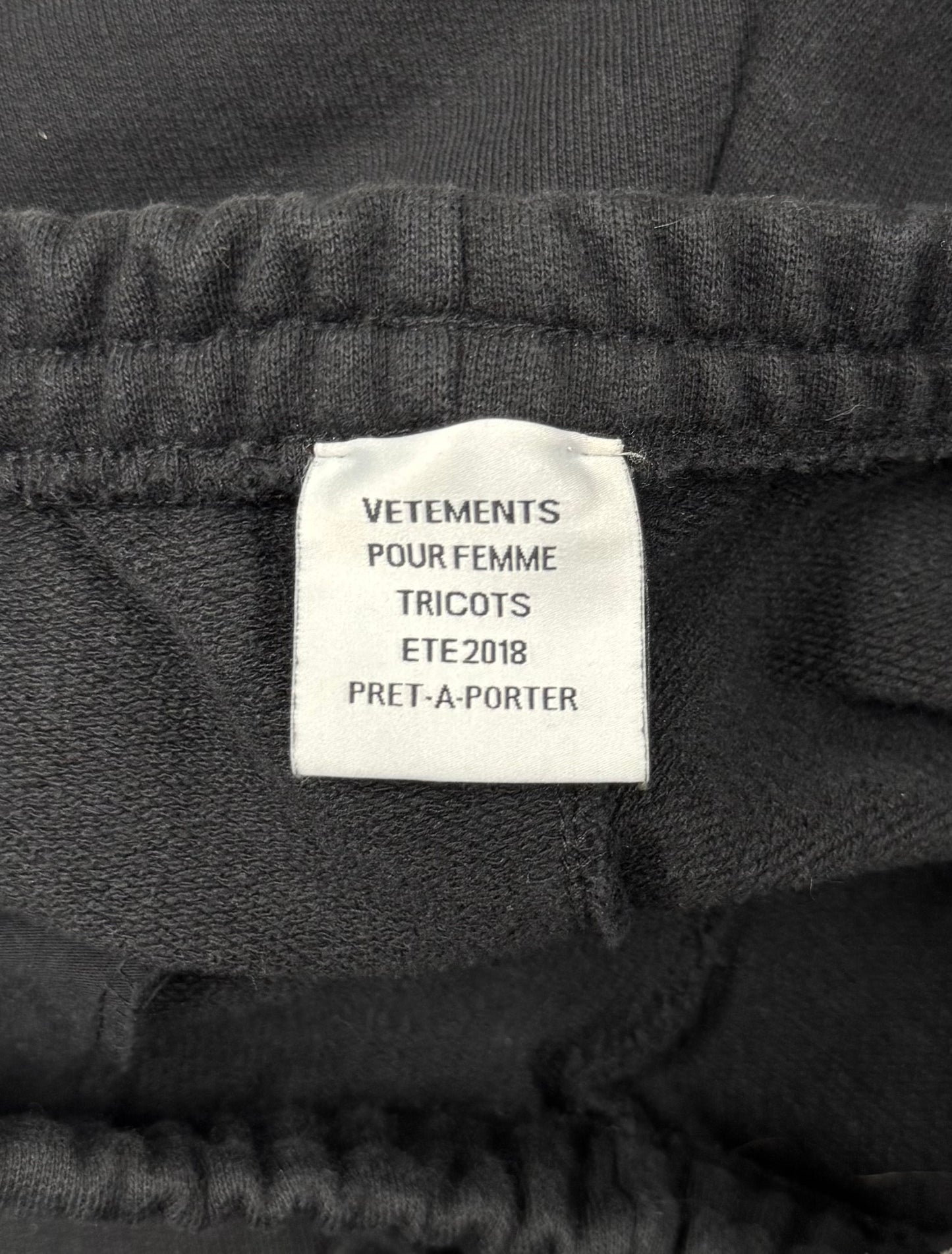 SS2019 Vetements ‘Wash Tag’ Striped Logo Sweatpants