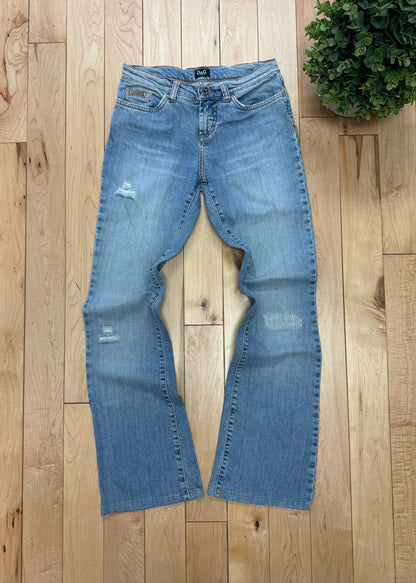 Dolce & Gabbana Flared Cut Washed Blue Denim