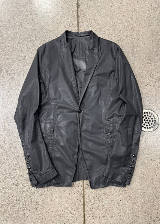 2014 Rick Owens ‘Waxed’ Black Single Button Blazer