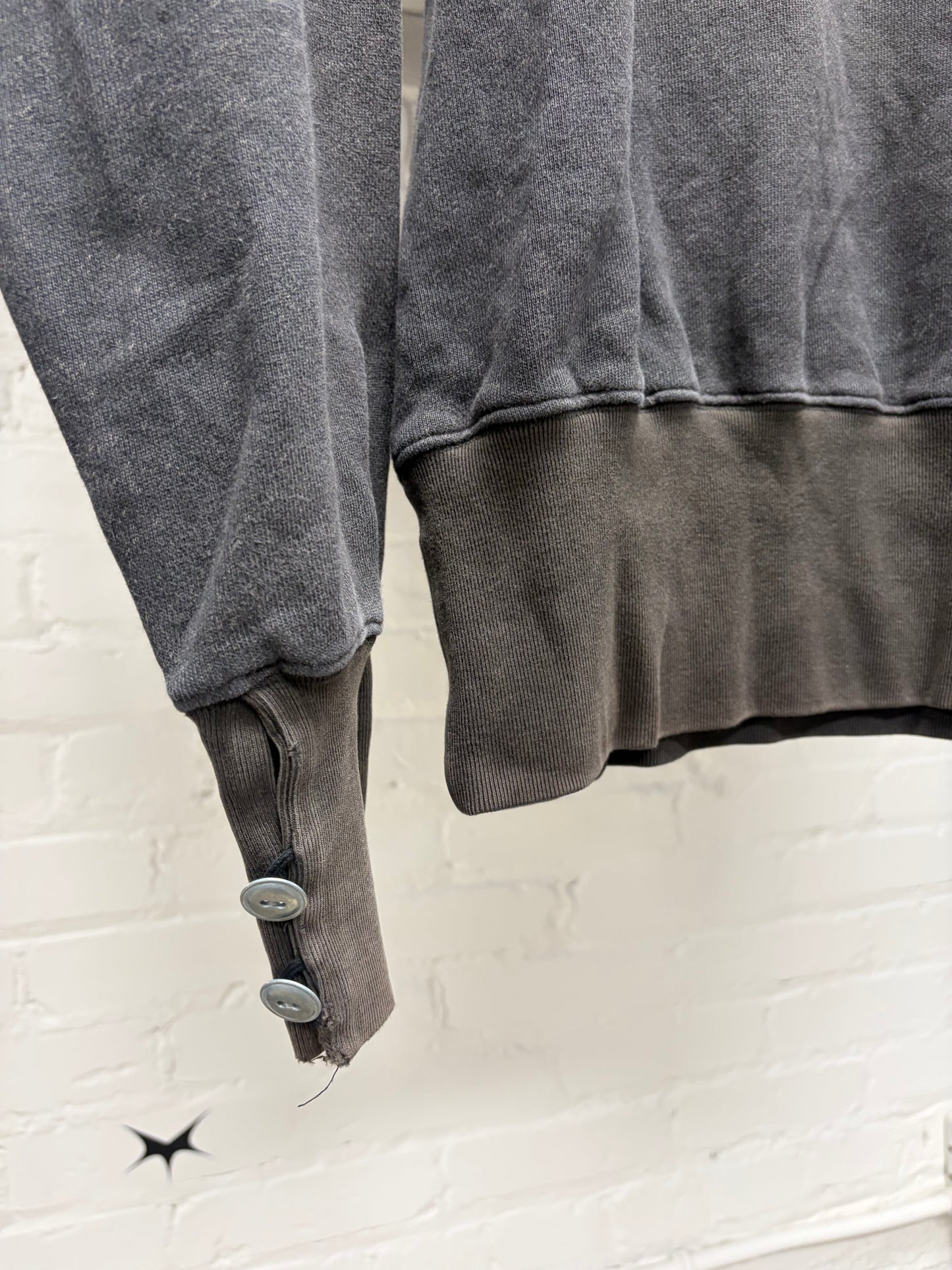 Kapital Vintage Washed Black Pullover Cotton Sweatshirt