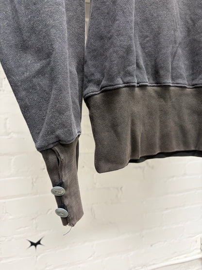 Kapital Vintage Washed Black Pullover Cotton Sweatshirt