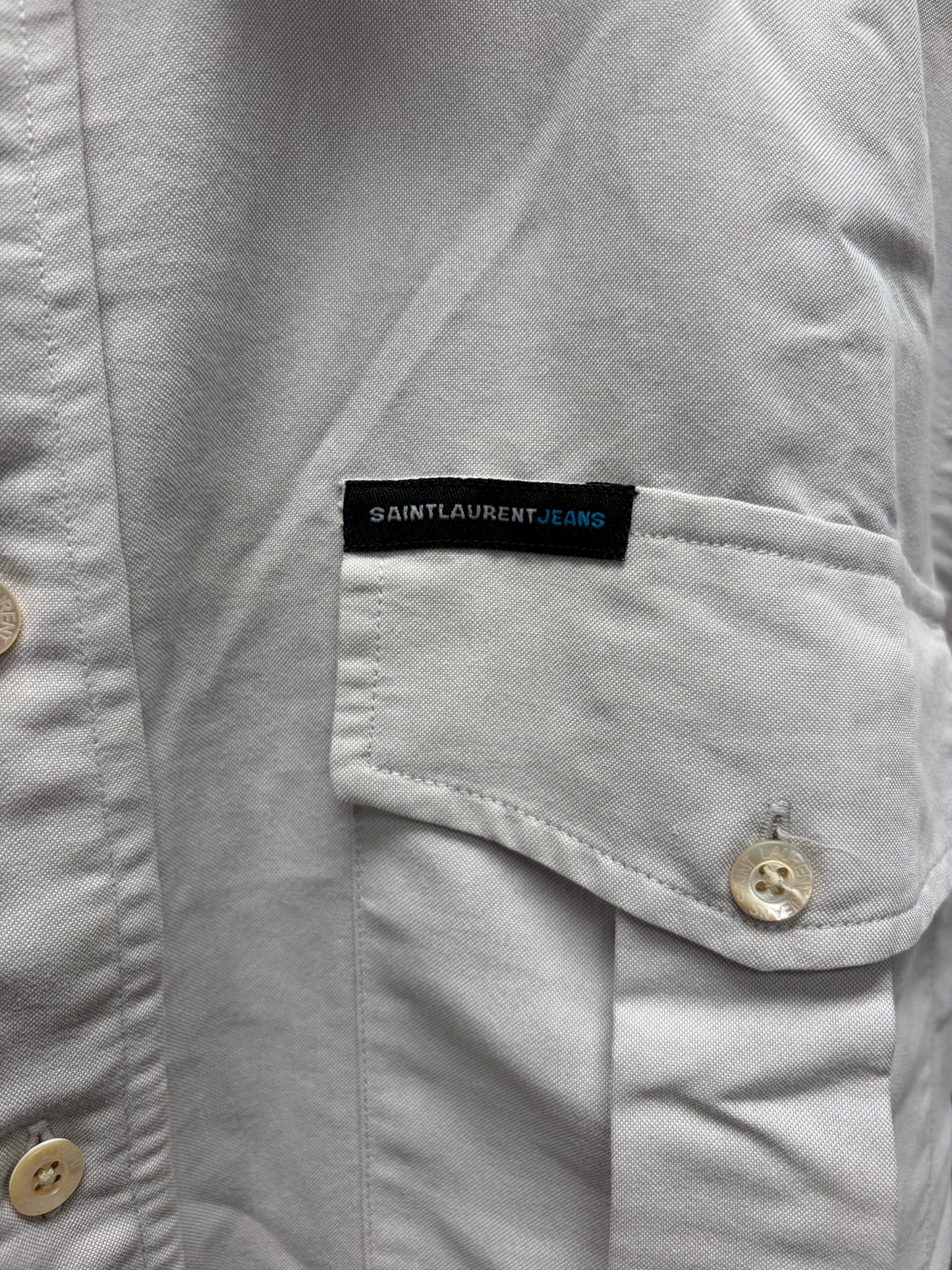 1990s Saint Laurent Jeans ‘Pocket Logo’ Button Up Work Shirt