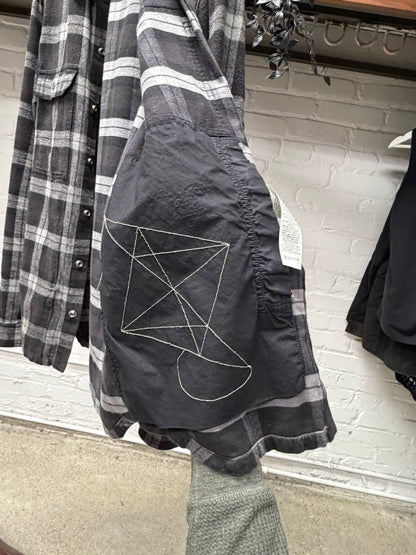 SS2019 Rick Owens ‘Babel’ Plaid Flannel Shoulder-Strap Work Shirt