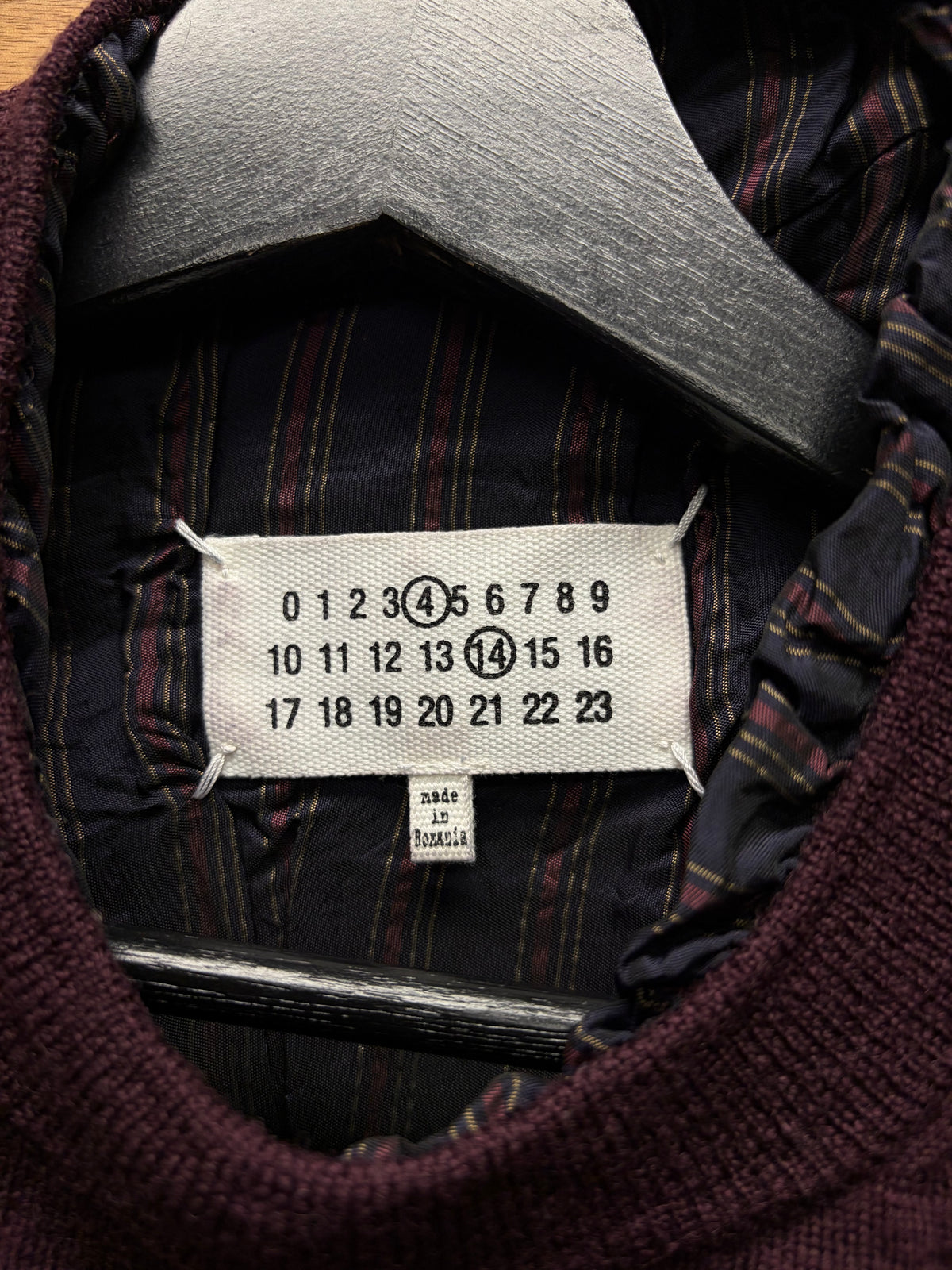 2022 Maison Margiela Distressed Wool Layered Pinstripe/Sienna Knit Sweater