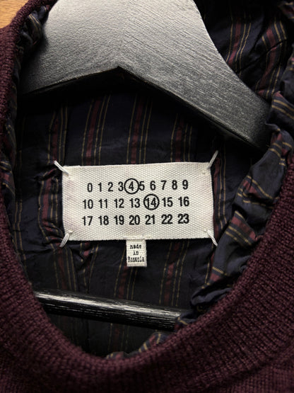 2022 Maison Margiela Distressed Wool Layered Pinstripe/Sienna Knit Sweater