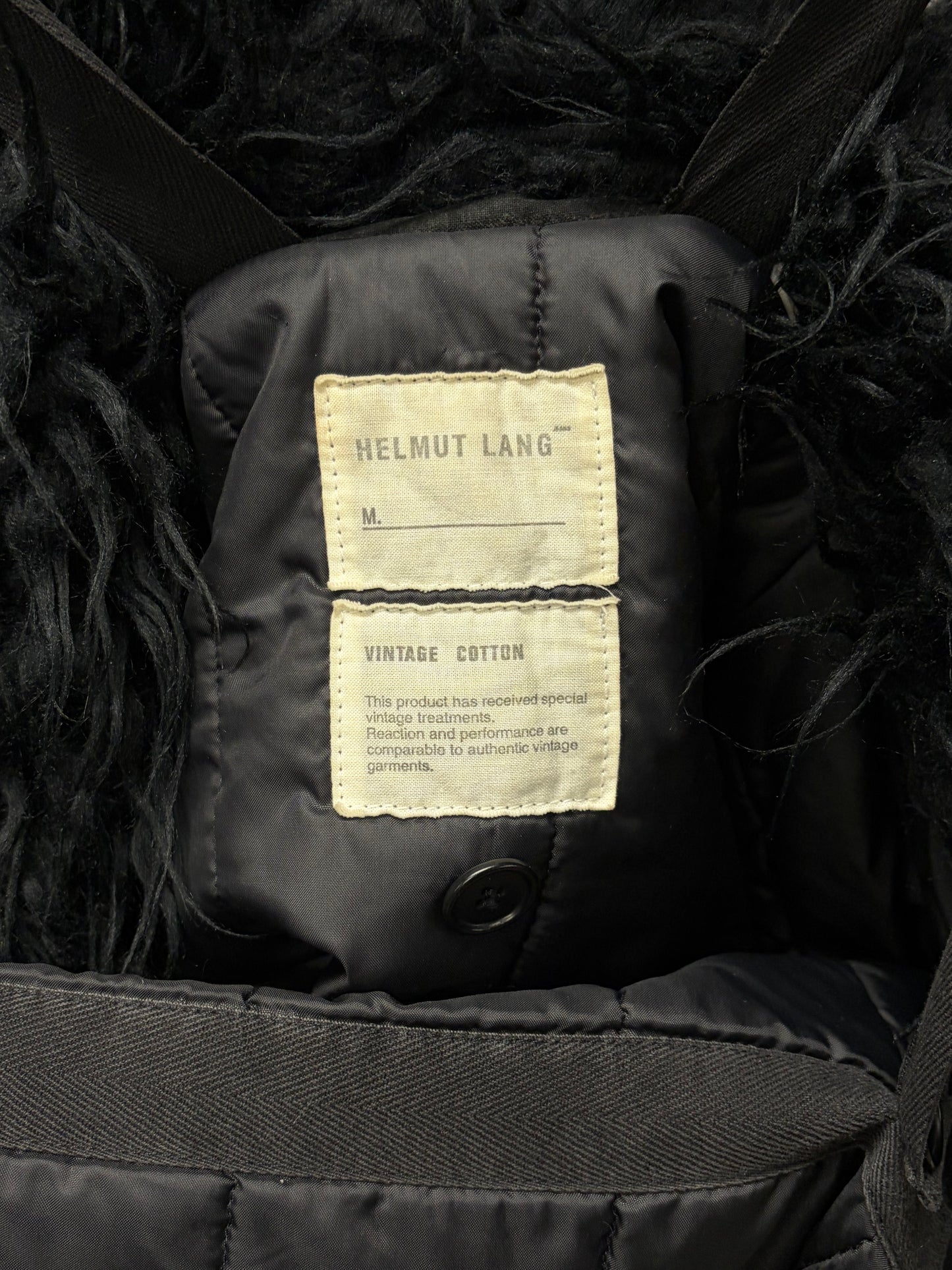 AW1999 Helmut Lang ‘Astro Parka’ Fur Hood Cropped Black Jacket