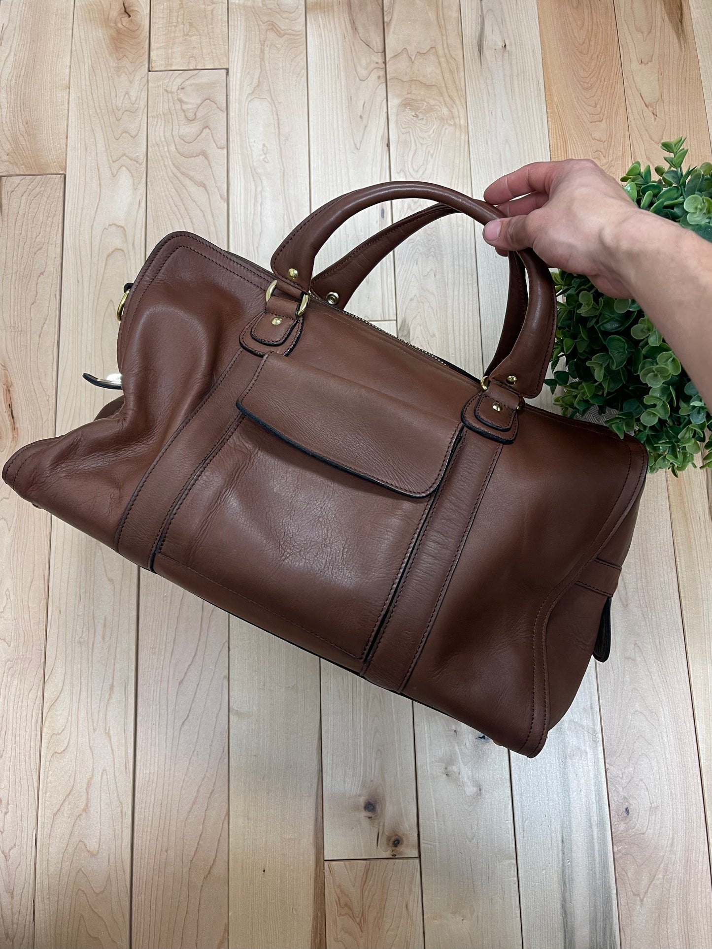 Porter Brown Leather Top Handle Travel/Duffel Bag