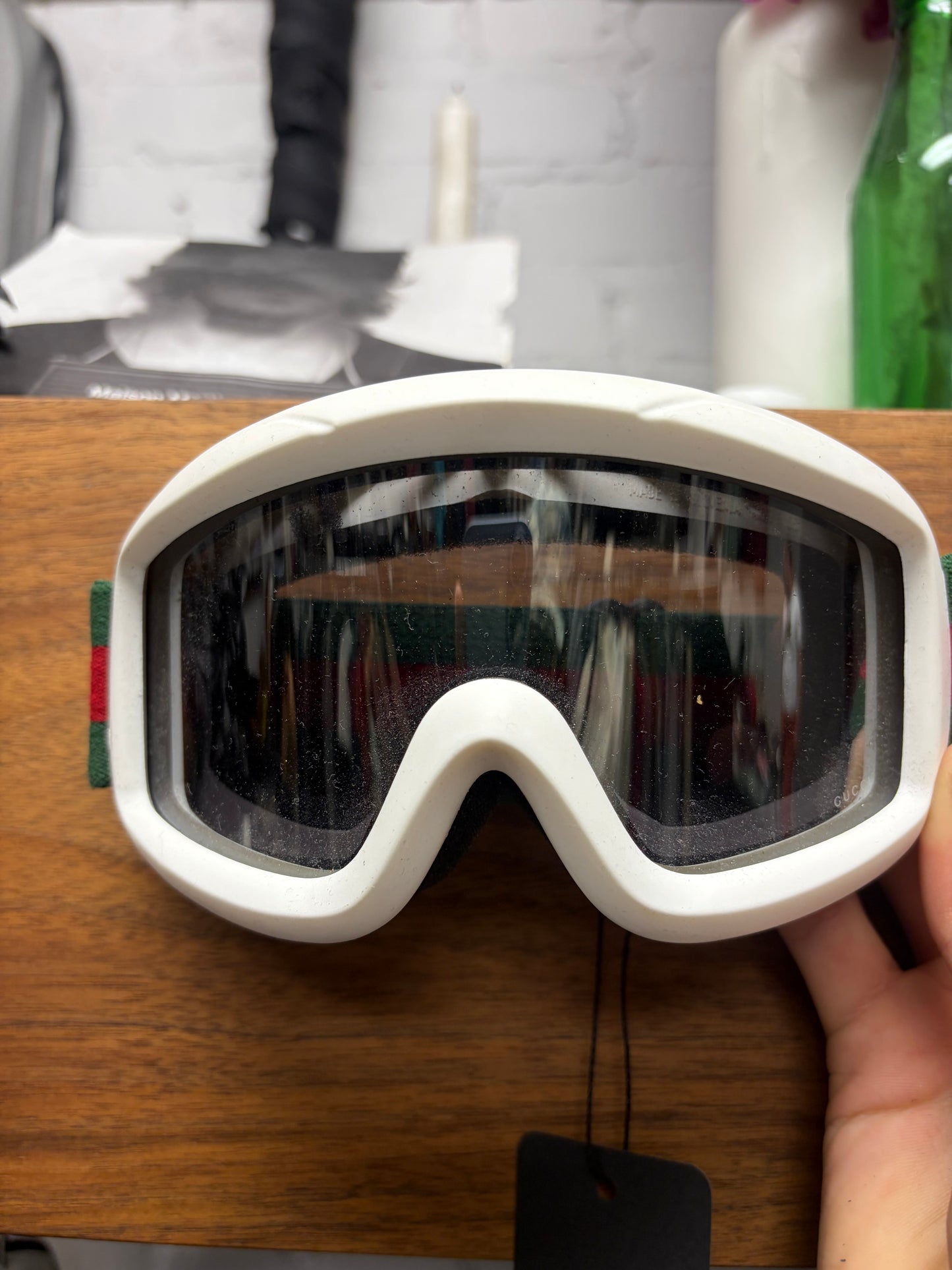 Gucci Red/Green Striped Logo ‘Kids Size’ Ski Goggles