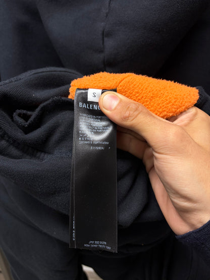 SS2023 Balenciaga ‘Caps’ Destroyed ‘Sporty B Logo’ MudShow Hooded Bomber with Fleece Liner