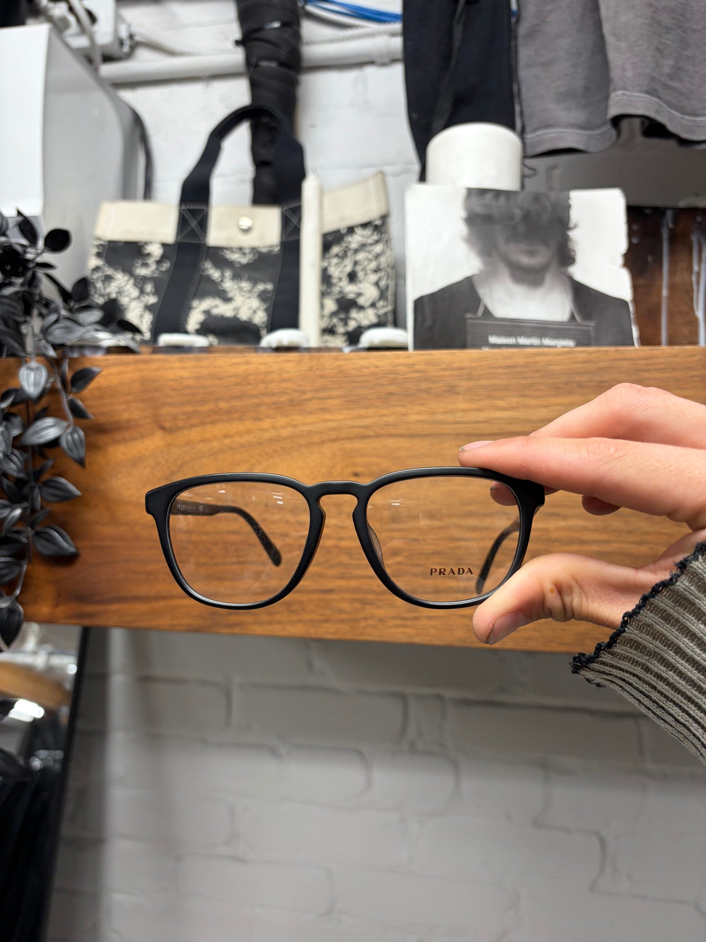 Prada Rounded Shape Black  Optical Glasses Frames