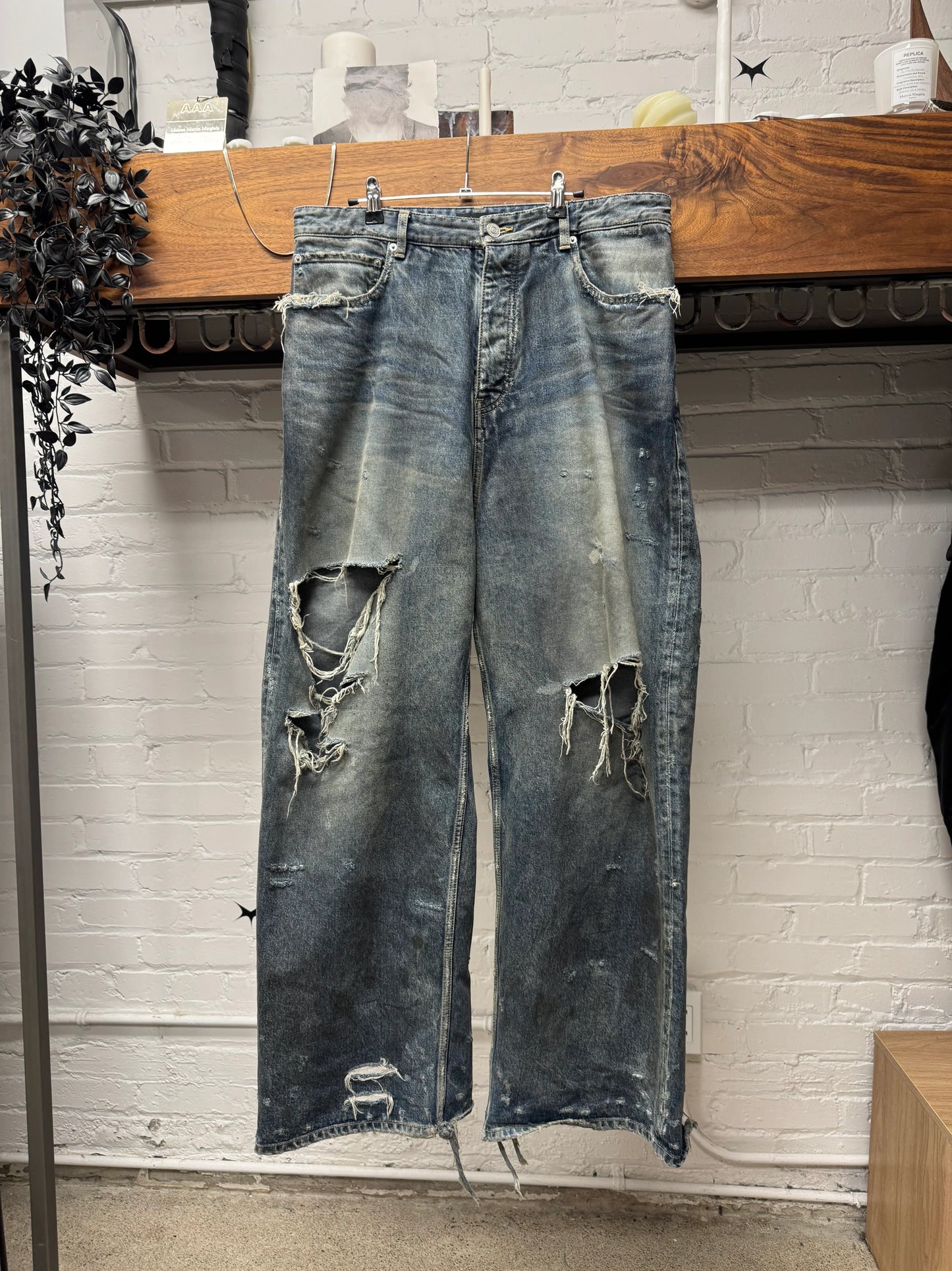 SS2024 Balenciaga ‘Destroyed’ Thrash Distressed Mud Wash Denim