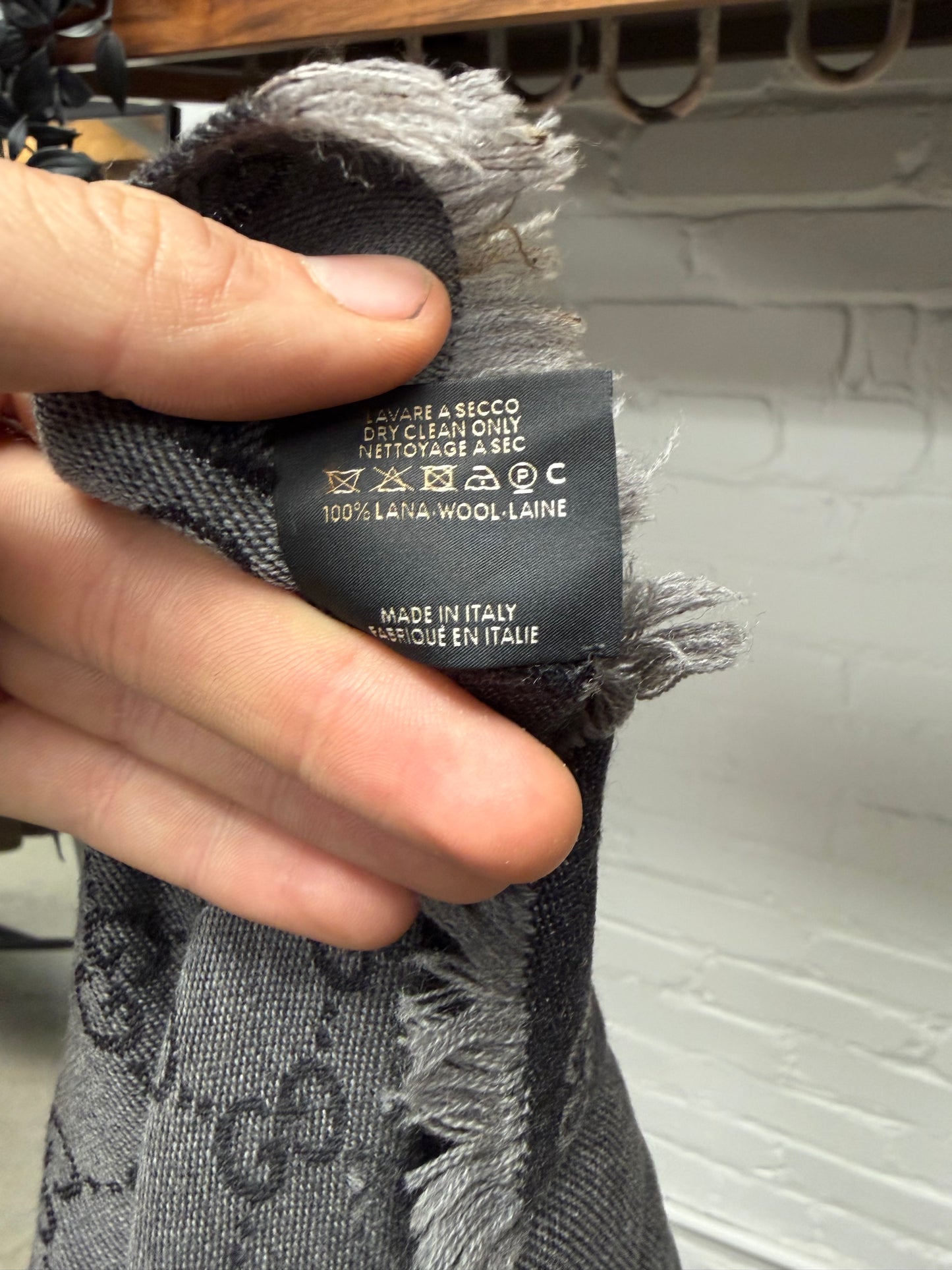 Gucci GG Interlock Monogram Grey Wool Scarf
