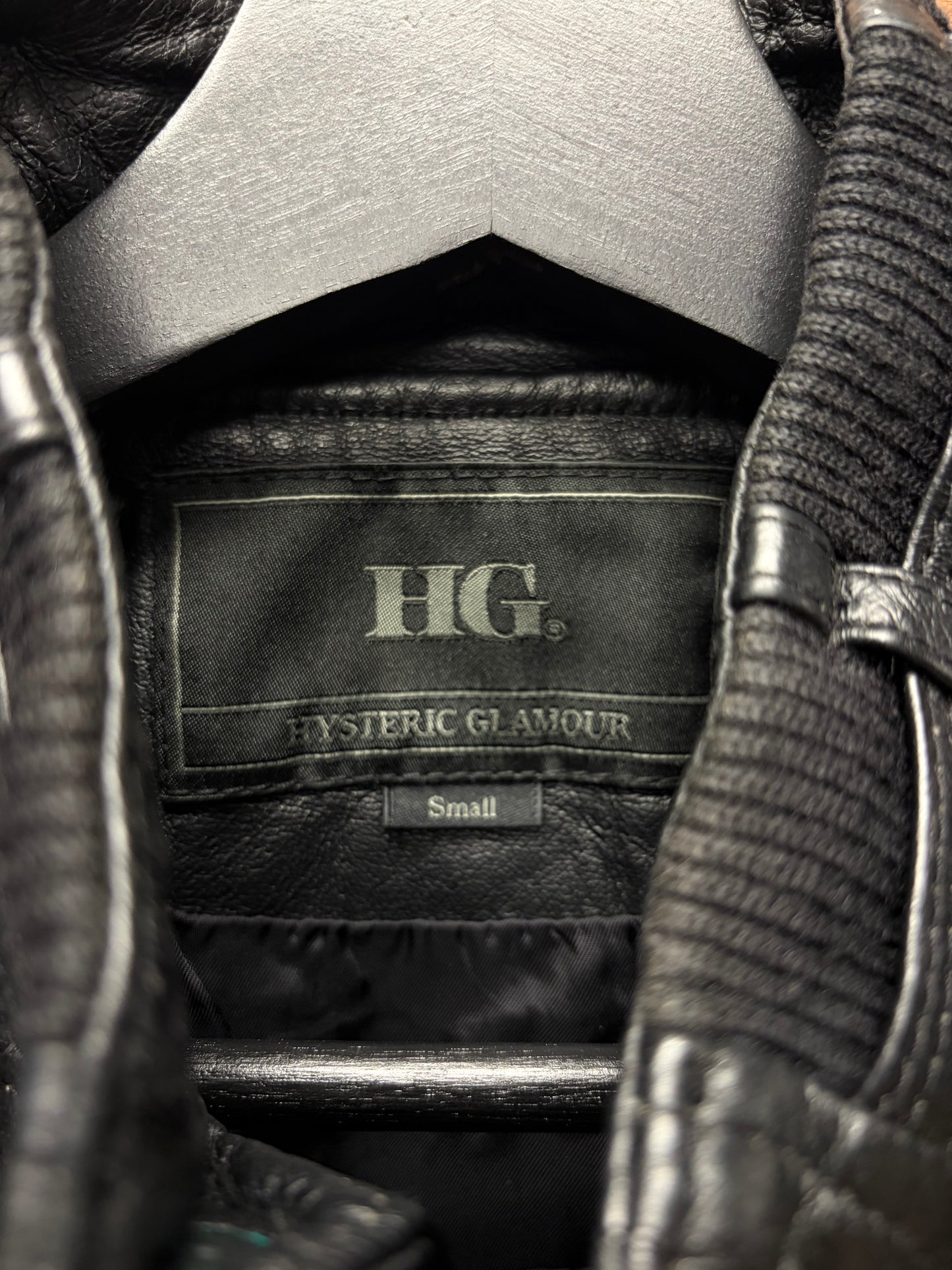Hysteric Glamour Black Calfskin Leather Moto-Jacket