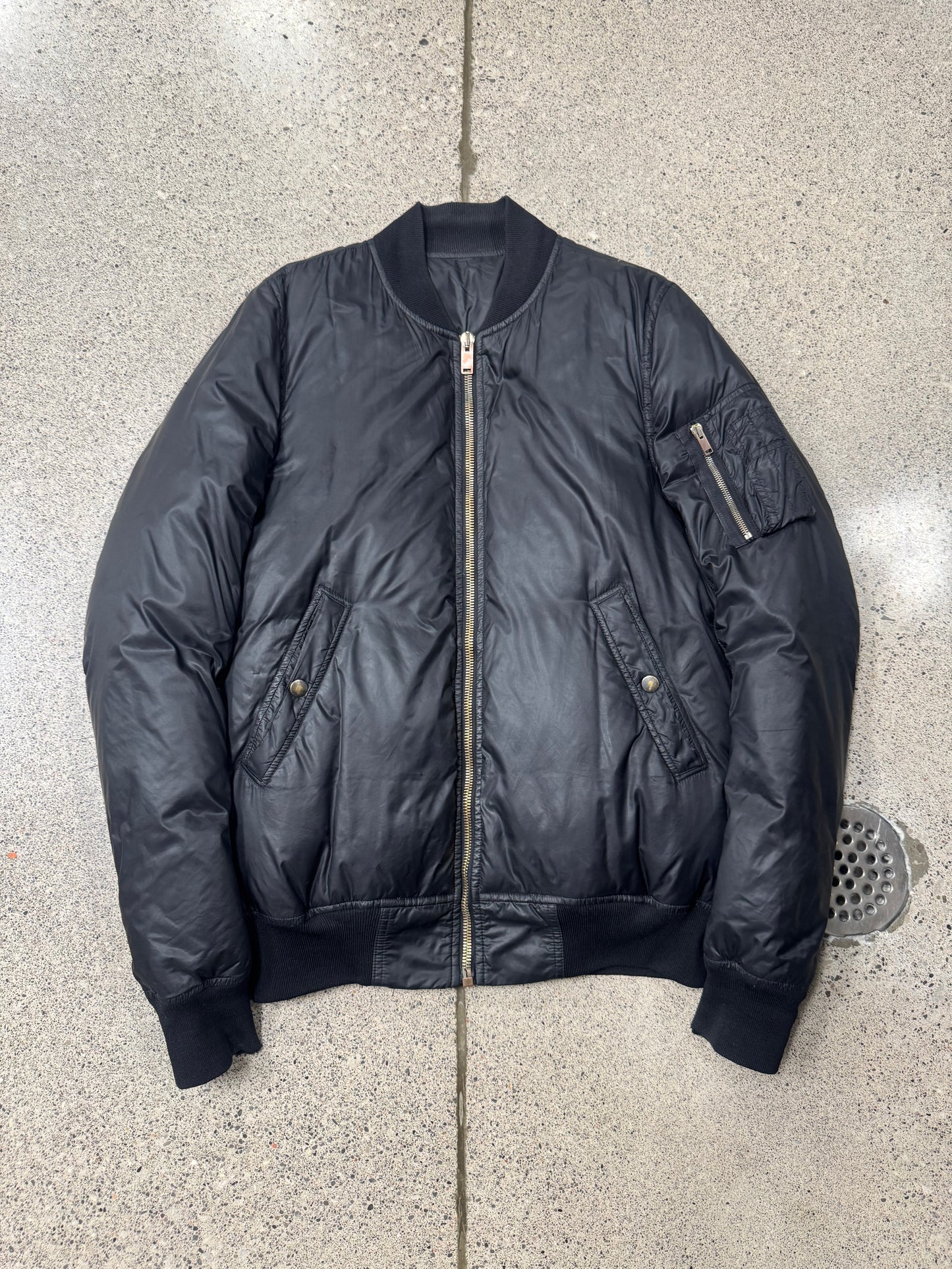 Rick Owens ‘Goose Down’ Padded MA-1 Black Bomber Jacket