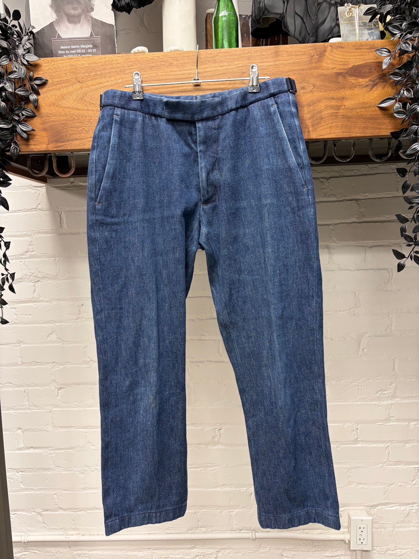 Dior Homme Blue Washed Denim with Side Button Cinches