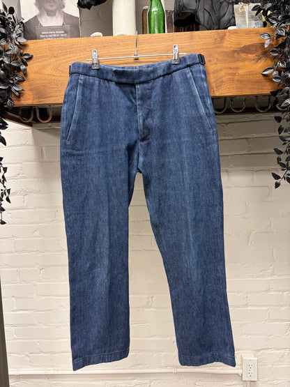 Dior Homme Blue Washed Denim with Side Button Cinches
