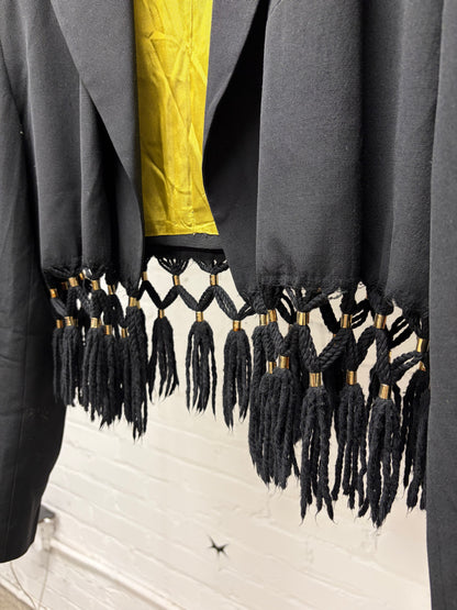 Vintage Jean Paul Gaultier Homme Runway ‘Braided Tassel’ Cropped Black Blazer with Gold Liner