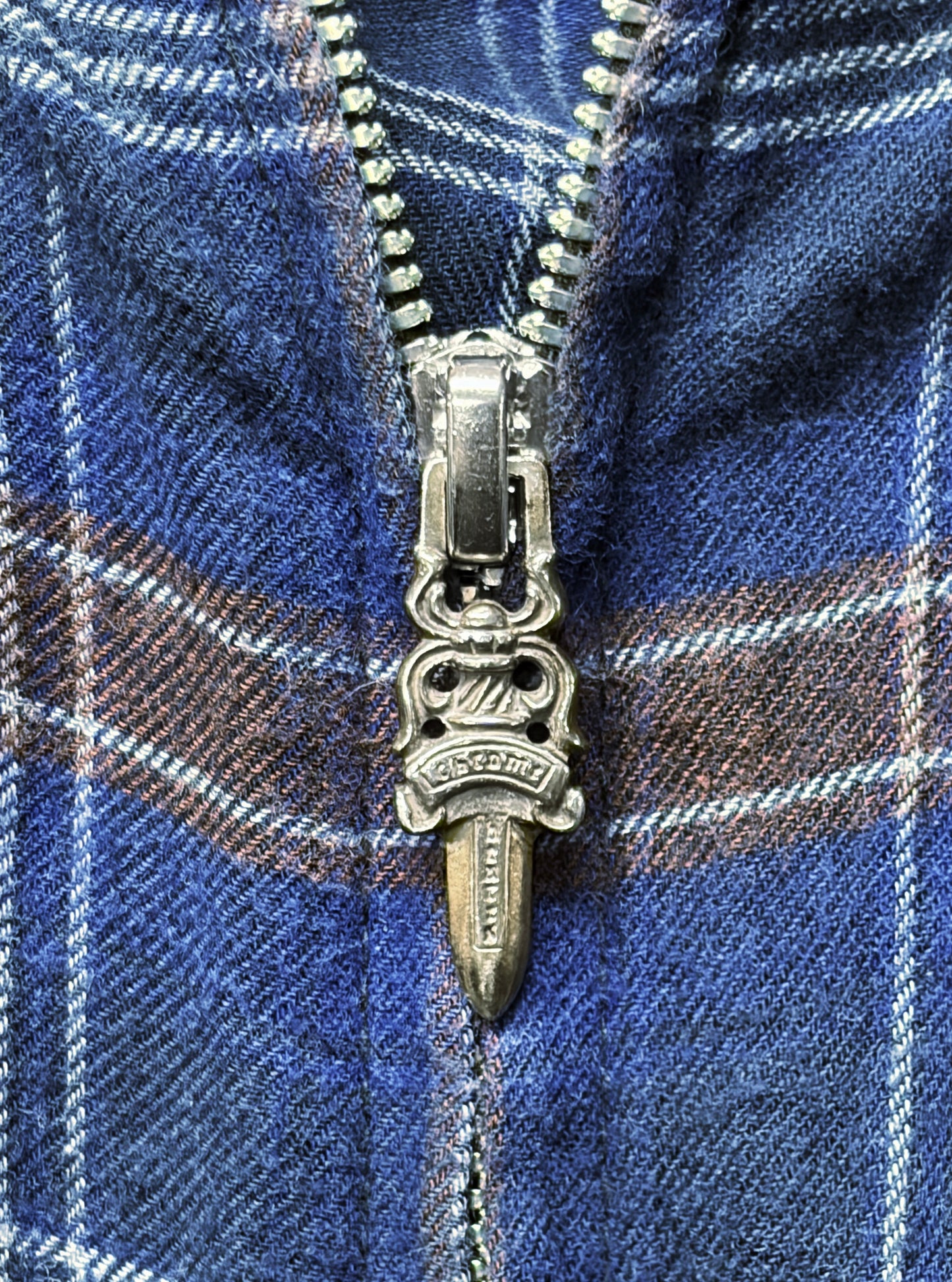 Chrome Hearts ‘Heywood’ 925 Silver ‘Dagger Zip’ Plaid Short Sleeve Shirt