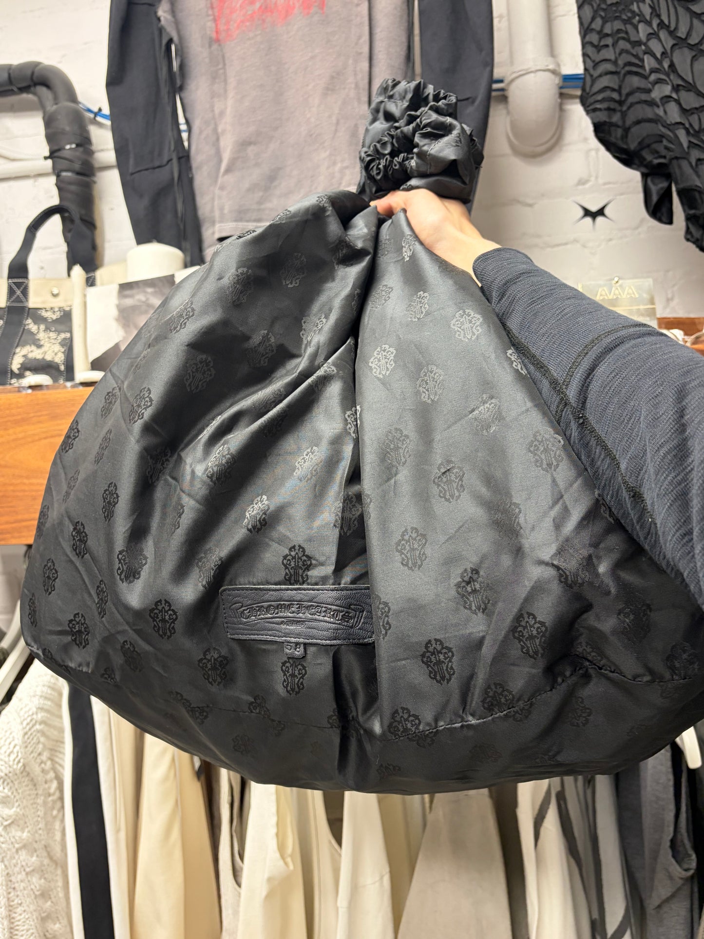 Chrome Hearts ‘Massive Dagger’ 925 Silver / Black Leather Duffle Bag